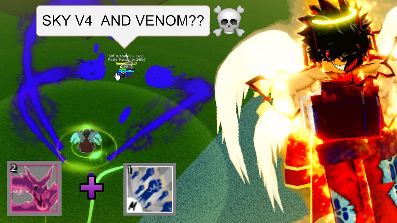 『Venom Fruit + Sky V4』 Gives people cancer 💀💀 || Blox Fruits Bounty Hunting