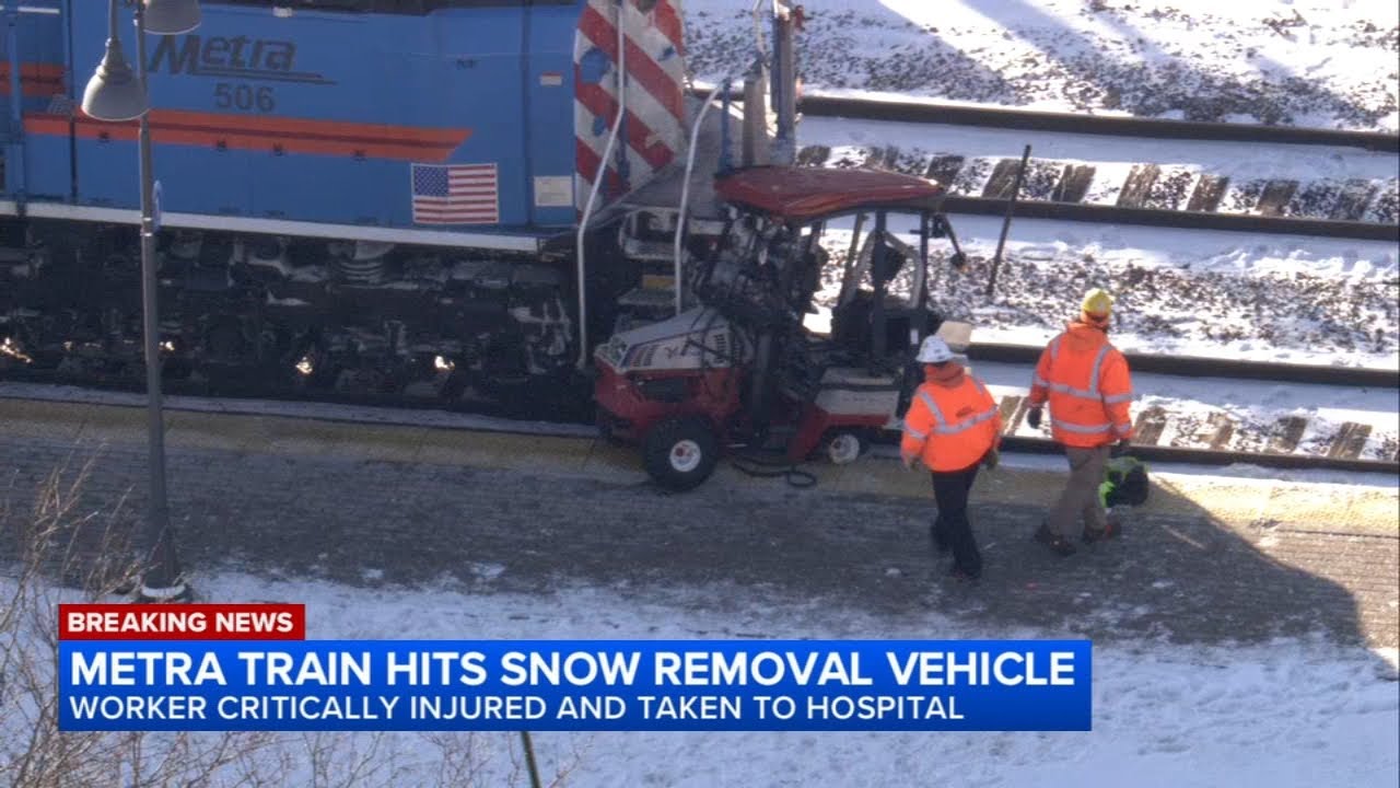 1 critically injured after Metra hits snow removal vehicle