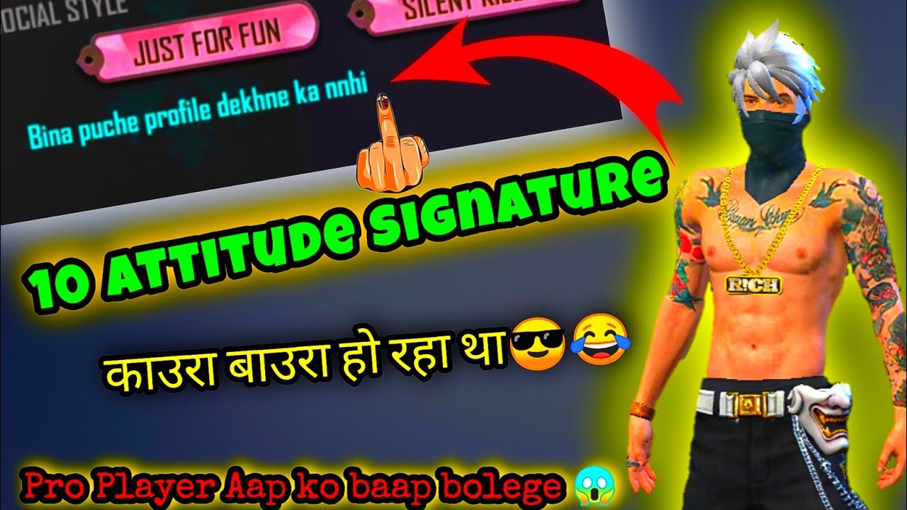 Free fire top 10 Attitude signature | ff signature | free fire signature style | ff bio colour code