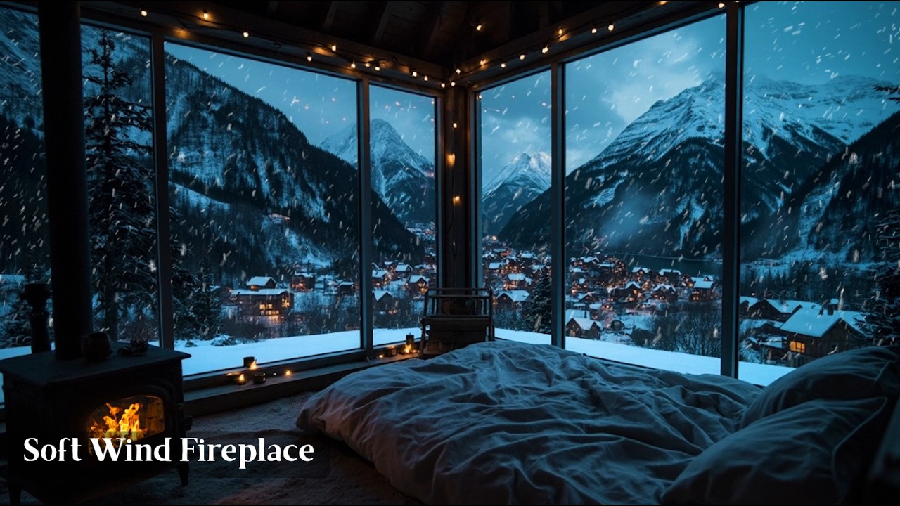 Soft Howling Wind and Crackling Fire Ambience – Perfect for Sleep and Calm Nights