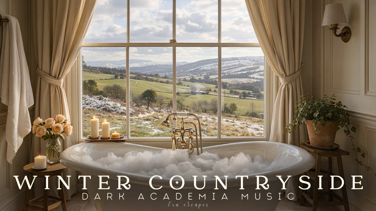 Countryside Winter Bath Retreat | Dark Academia Piano for Calm Focus