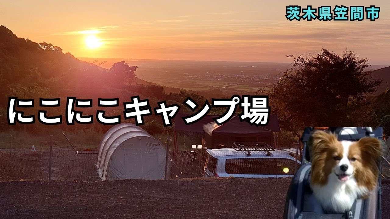 【にこにこキャンプ場】キャンプ場紹介。とても朝日が綺麗で、早起きが必須です。夜景も綺麗で、とても魅力的なキャンプ場です。【犬連れキャンプ】（ドックフリーサイト）（ドックランサイト）（ドギーサイト）