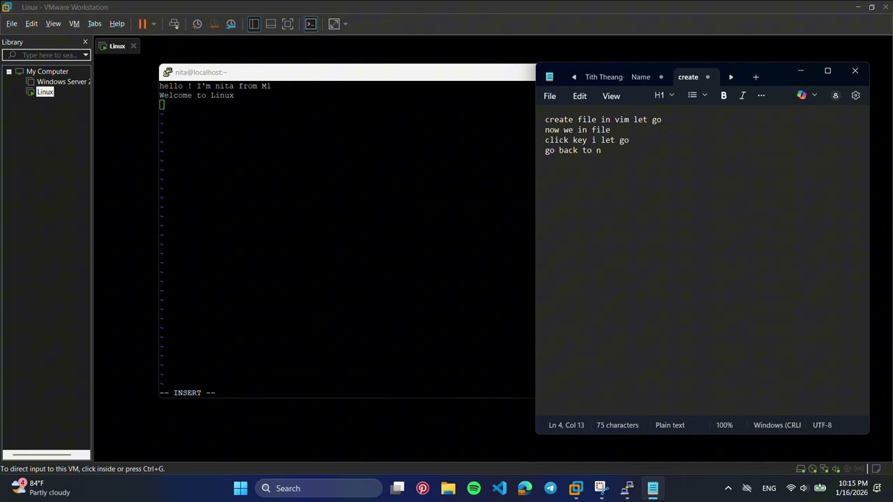 How to use Command Linux in VMware remote with Putty . Vim Vi and nano