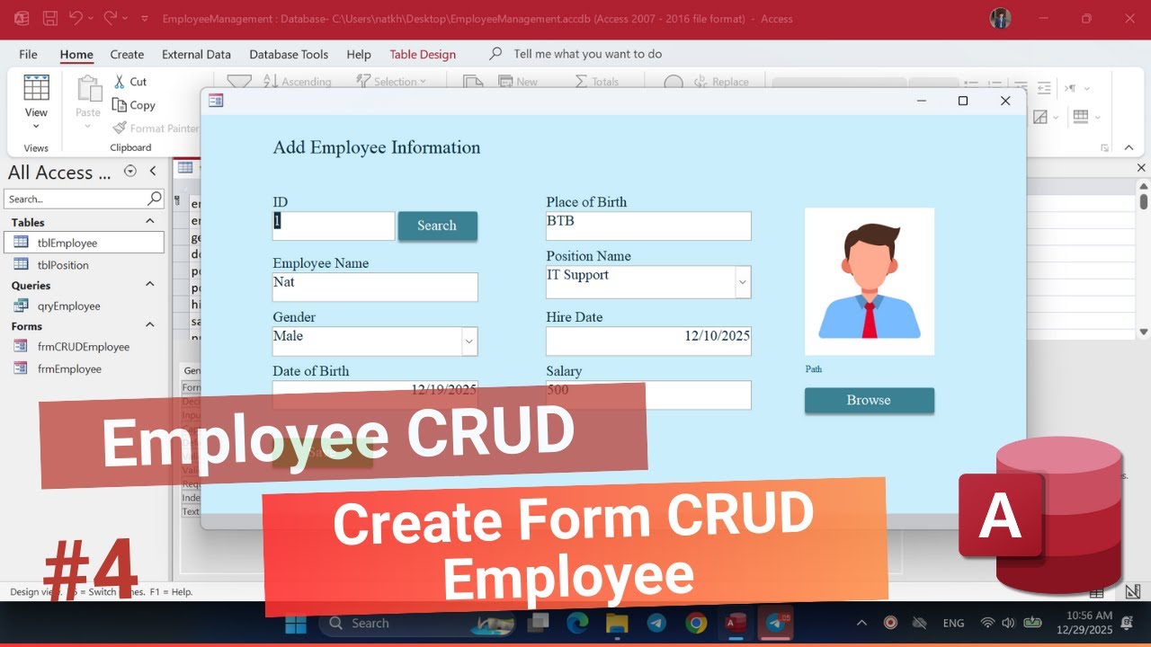 Employee CRUD with Image – Create CRUD Employee Form in MS Access