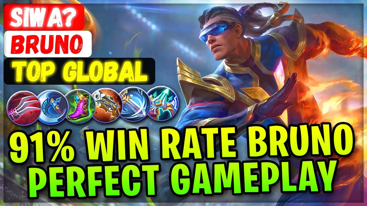 91% Win Rate Bruno Perfect Gameplay [ Top Global Bruno ] Siwa - Mobile Legends Emblem And Build