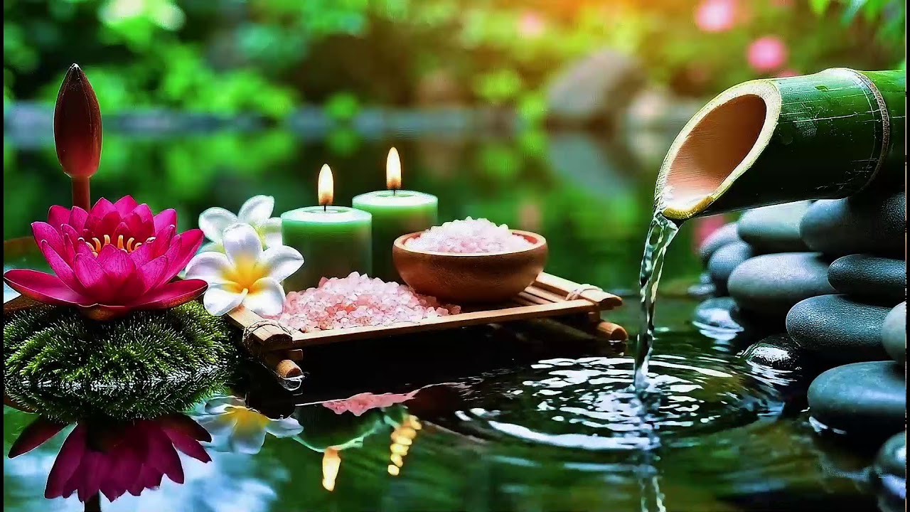Relaxing Sleep Music with Bamboo Water Sounds 🌿Deep Healing Music for Calm Mind,Spa Ambience & Yoga