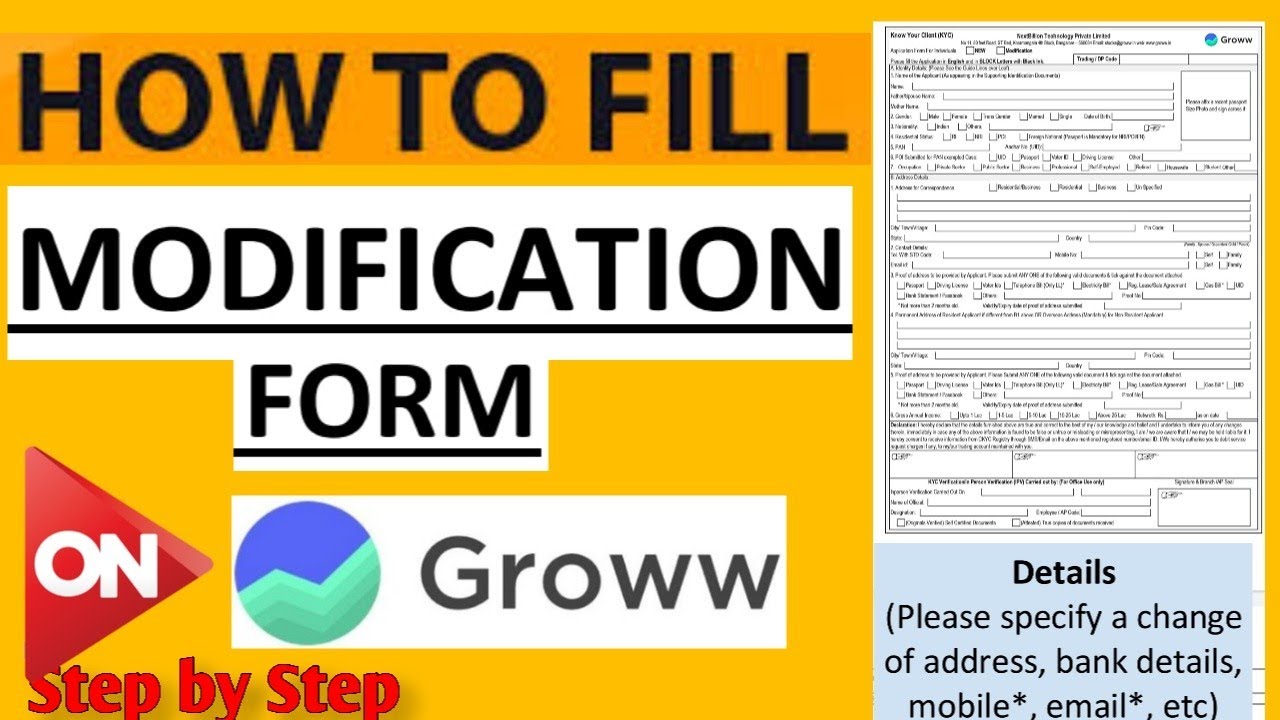 How To Fill Modification Form On Groww | phone email bank addres Etc Change | @BecomeMillionaire1430