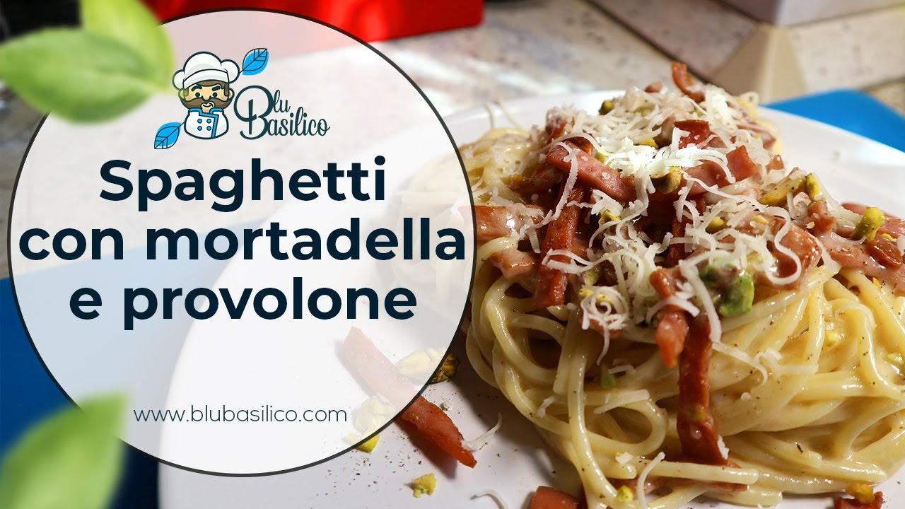 Spaghetti con provolone e mortadella