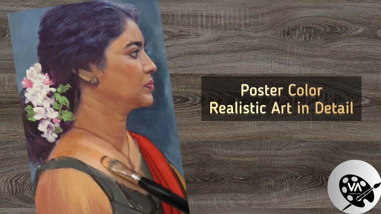 Poster Color Female Realistic Portrait Painting | @pankajparki6605  | #postercolorpainting