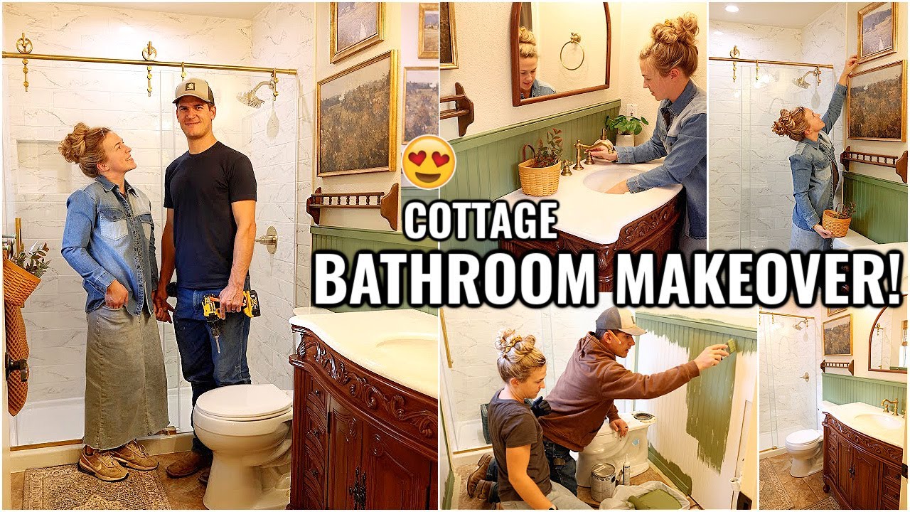 COMPLETE BATHROOM MAKEOVER!!😍 BEFORE & AFTER DIY COTTAGE BATHROOM TRANSFORMATION | HOUSE TO HOME