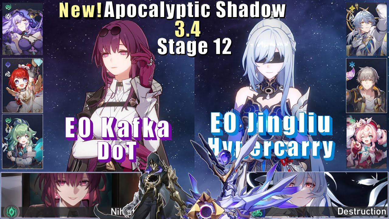 E0S1 Kafka DoT & E0S1 Jingliu Hypercarry | Apocalyptic Shadow 4 3.4 | 3 Stars | Honkai Star Rail