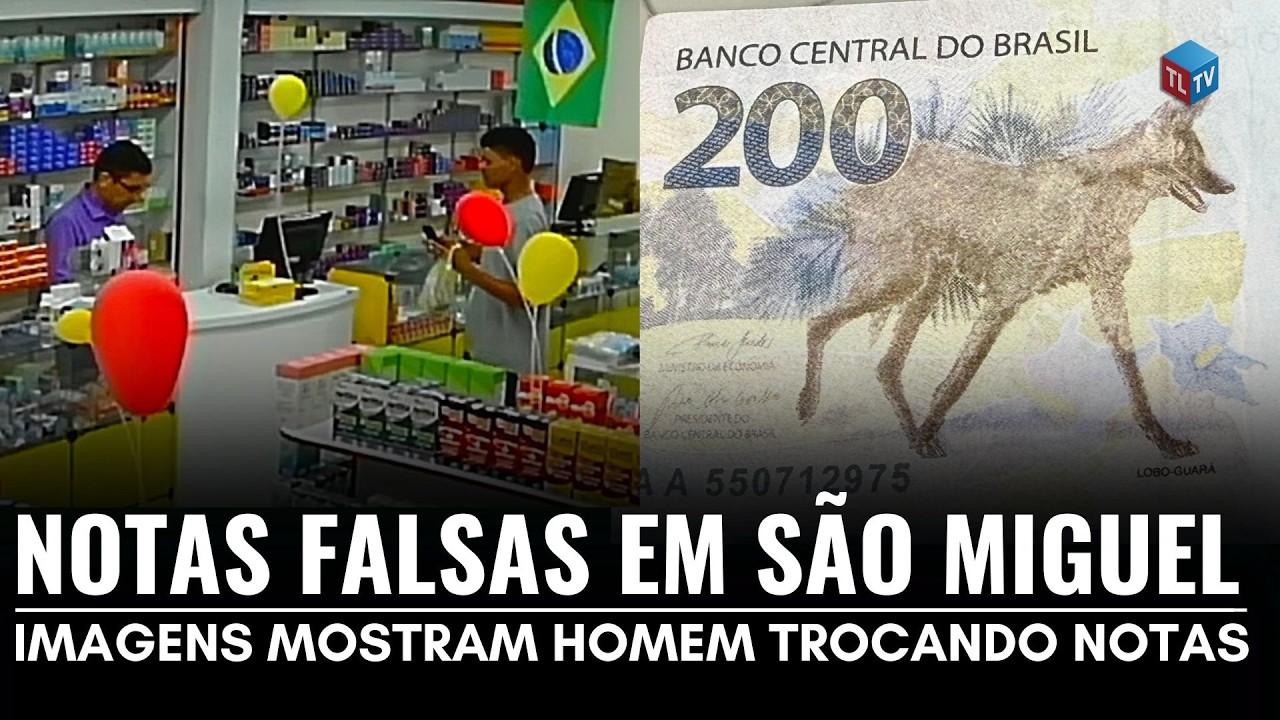 VIDEO MOSTRA HOMEM CIRCULANDO COM NOTAS FALSAS NO CENTRO DE SÃO MIGUEL DOS CAMPOS