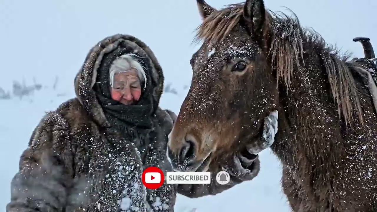 80-Year-Old Woman Finds Horse Tied Up and Near Death in Yakutia at −71°C 🐴❄️