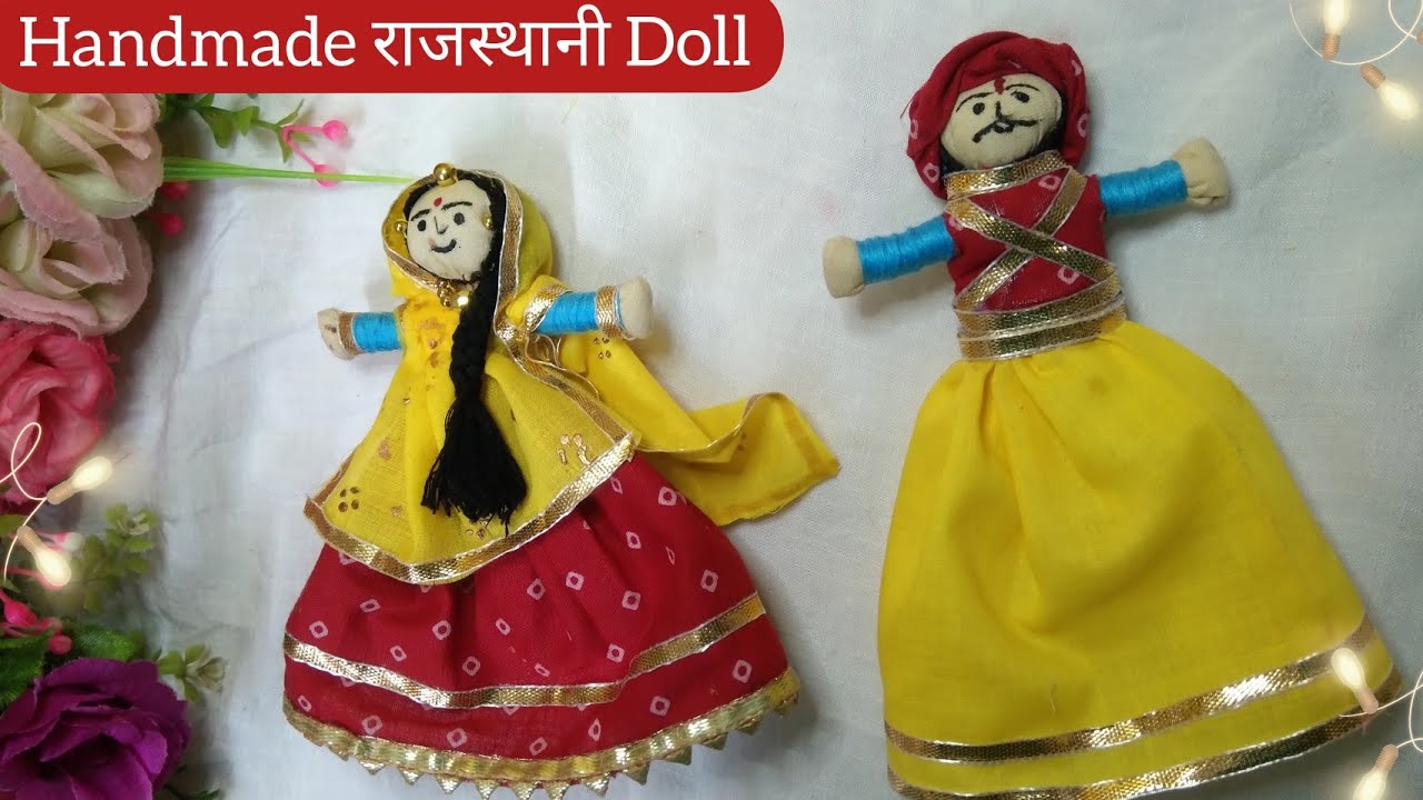 Indian cute puppet making |How to make doll at home| Handmade Rajasthani Doll ❤️💛#puppet#rajasthani