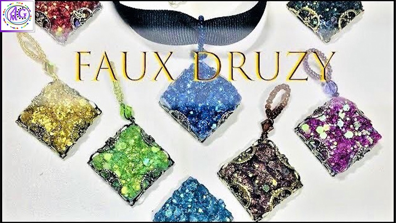 FAUX DRUZY STONE - Choker Necklace - Imitation Gemstone - Jewerly Making - Polymer Clay Tutorial