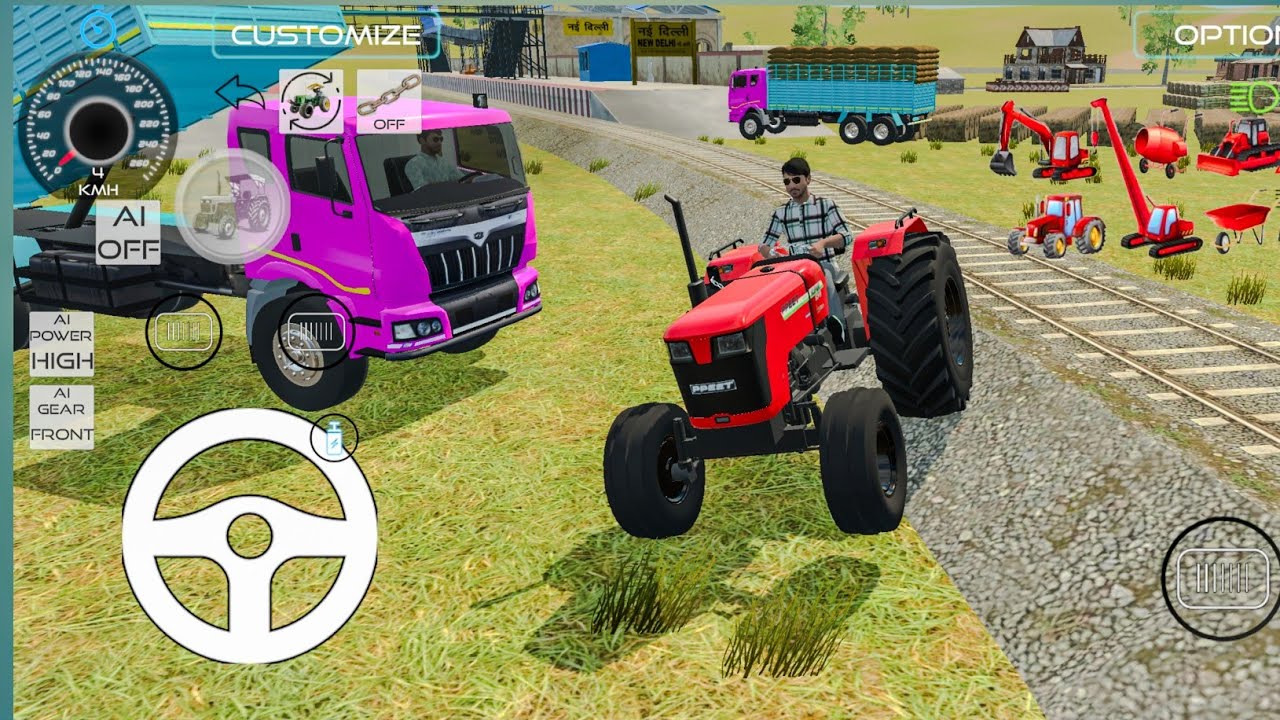🔴Tractor and car😲 overturned🔥#games #jcb #dumper #tractorjcb #truck 