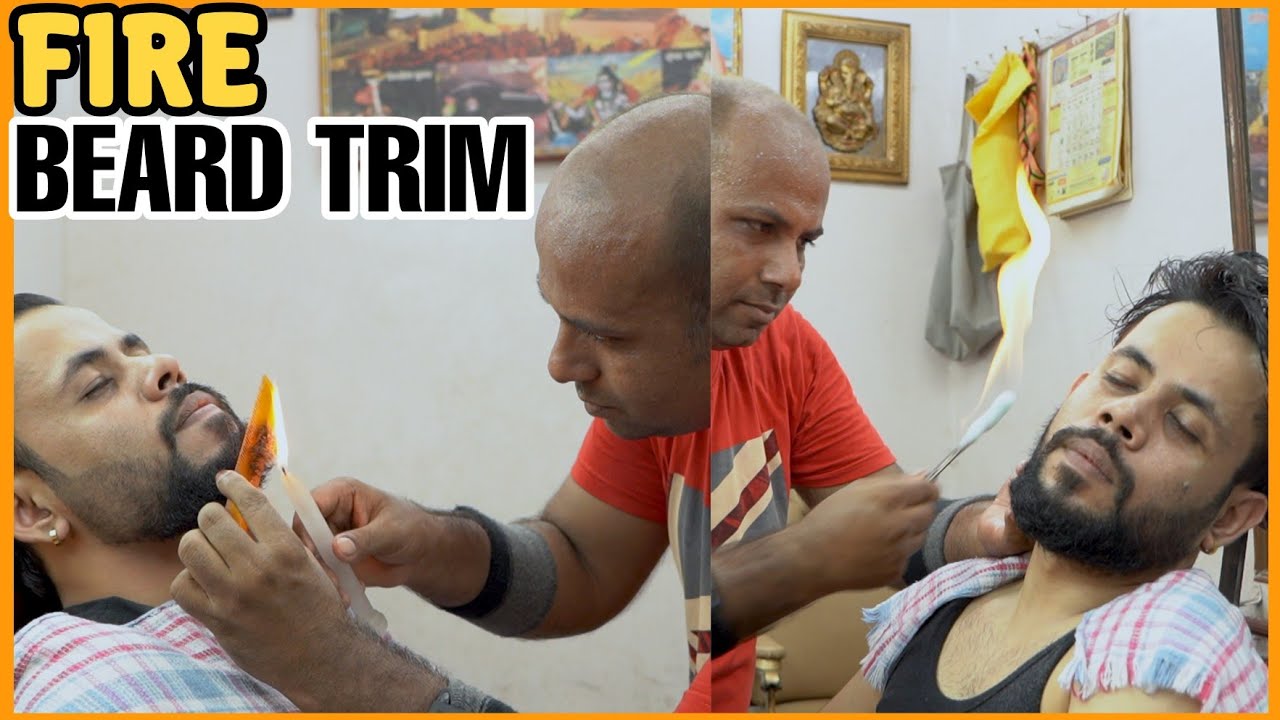 ASMR Fire Head Massage and Beard Trimming by REIKI MASTER💈#asmr