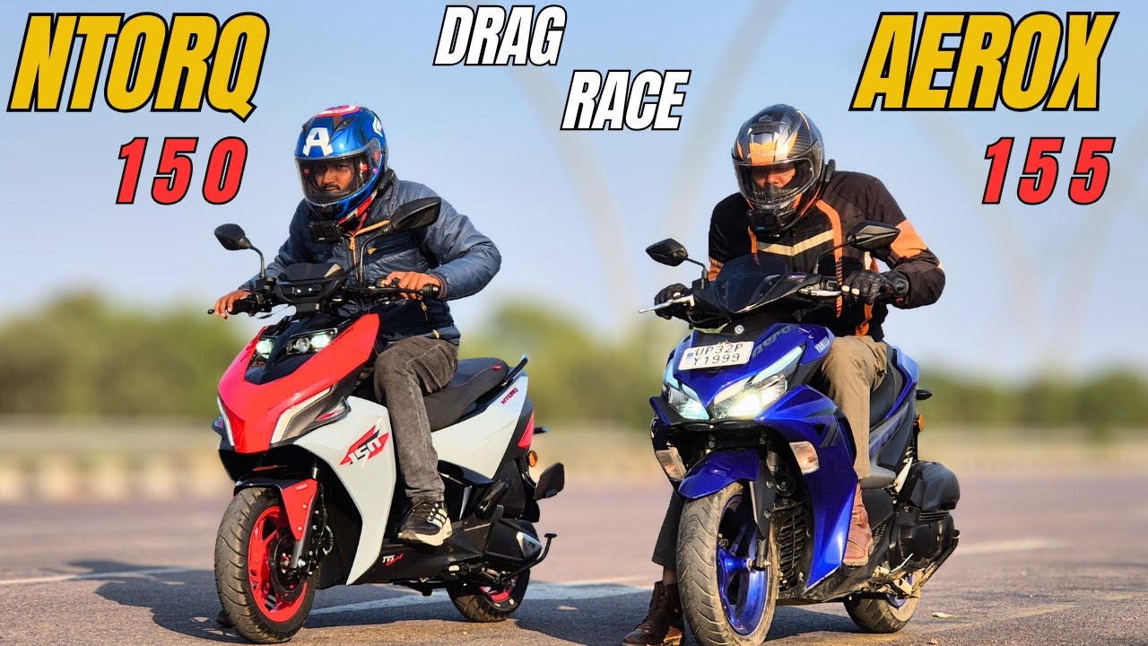 TVS Ntorq 150 vs Yamaha Aerox 155 drag Race