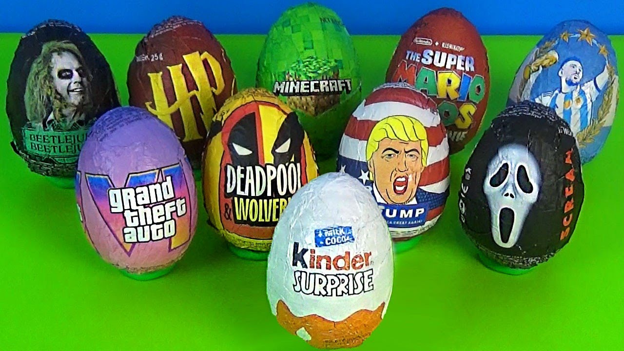 10 Surprise Eggs, Surprise ASMR GTA Trump Wolverine Mario Messi