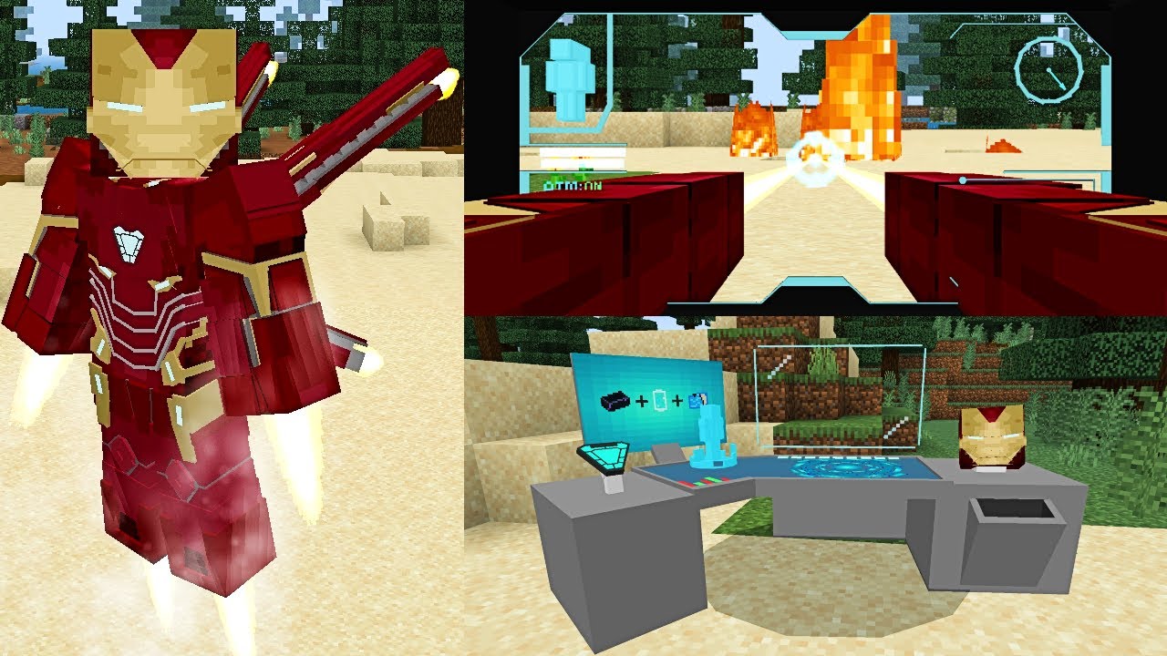 Mejor Addon de Iron Man para Minecraft PE || IRONMAN MK-50