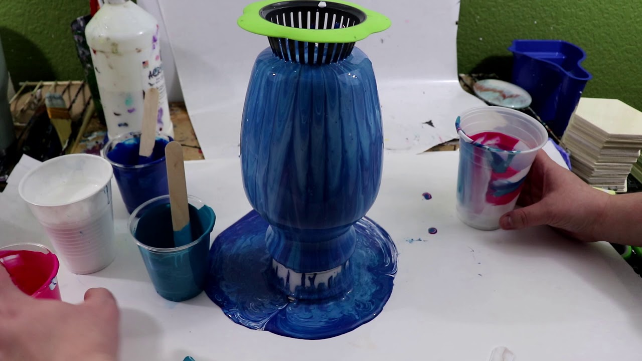 (238) New Dirty Pour Technique, Sink Strainer over a Vase