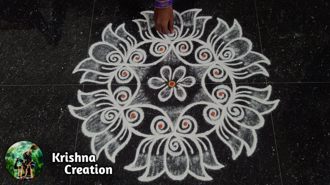 Very Simple Rangoli Design with 5x3 dot | Beautiful Rangoli Kolam | Easy Rangoli Muggulu | Rangoli