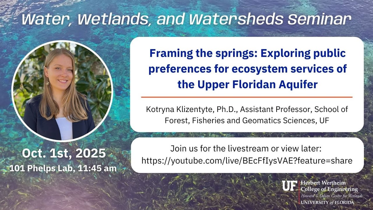 W3 Seminar: Exploring public preferences for ecosystem services of the Upper Floridan Aquifer
