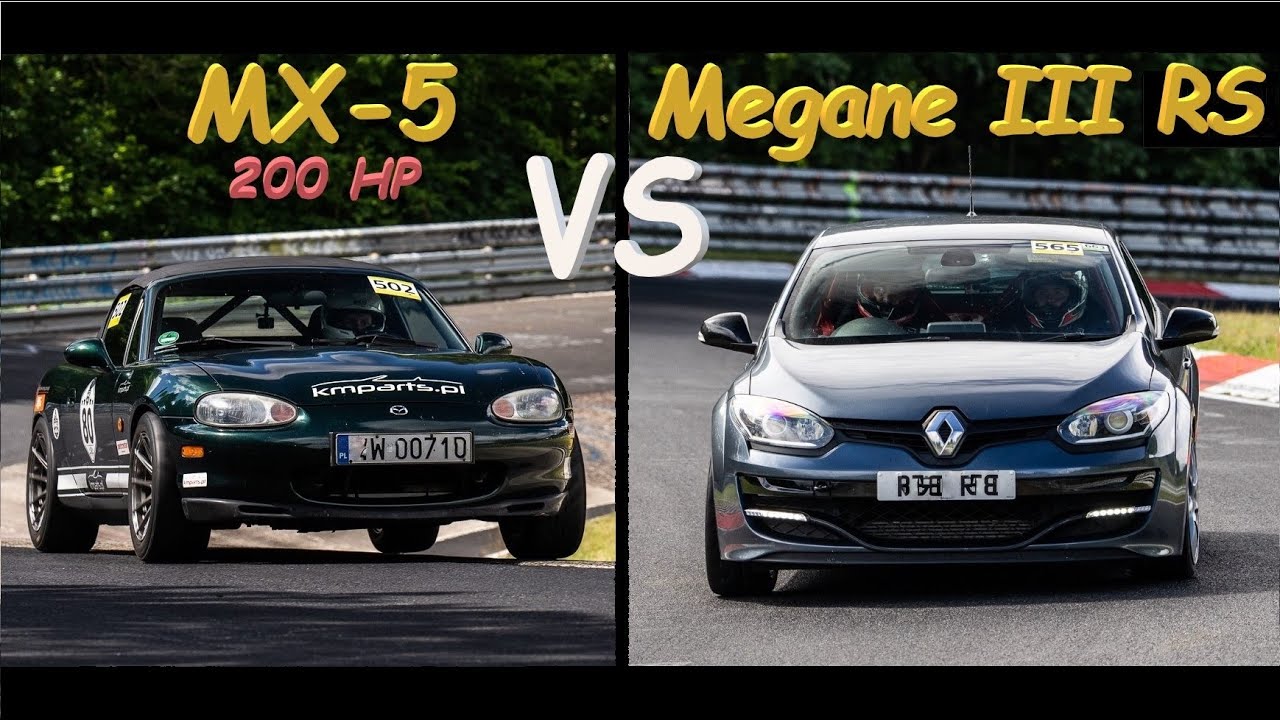 Mazda MX-5 (200HP) vs. Megane III RS on Nurburgring
