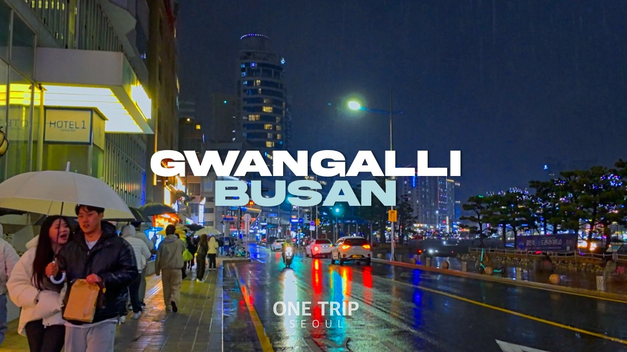 🌧️🌊 Rainy & Windy Night in Busan Gwangalli – Gen Z’s Bloody Vibrant Pub & Bar Beach Side Street 🍻🌃