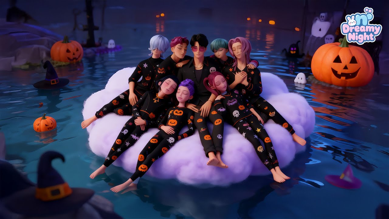 Спокойной ночи Хэллоуина 🎃 Музыка для сна 🌙 Глубокое расслабление с Руми, Мирой, Зои и Саджей 💤