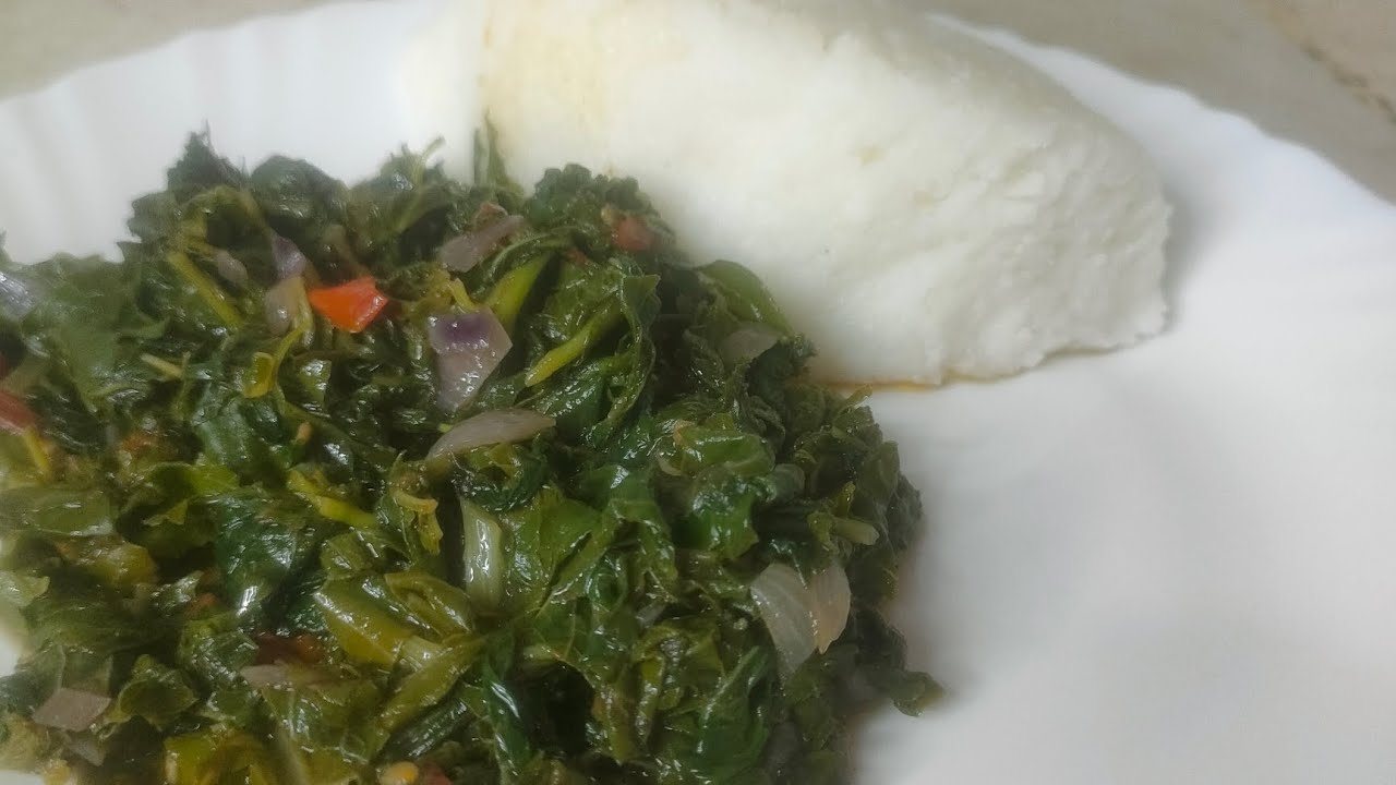 Healthy green vegetables with ugali/fufu ||ugali and greens recipe