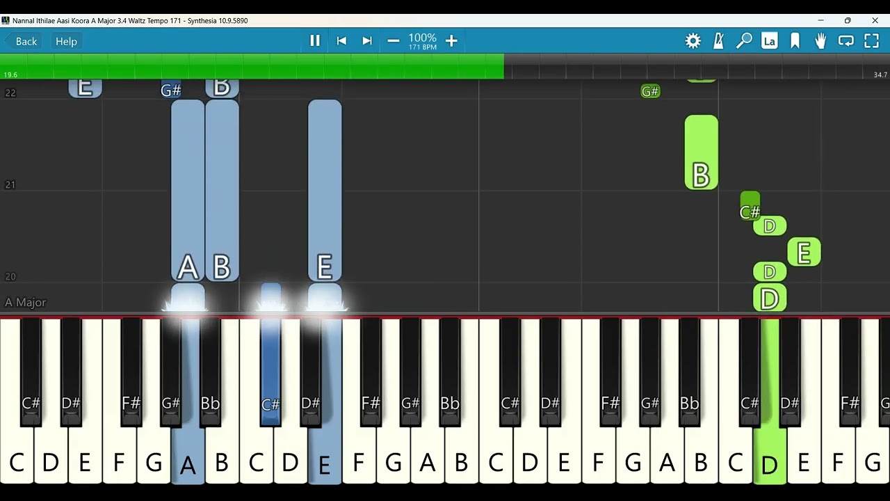 Nannal Ithilae Aasi Koora Keyboard Notes A Major 3/4 Waltz Tempo 171 | நன்னாளிதிலே ஆசி கூற