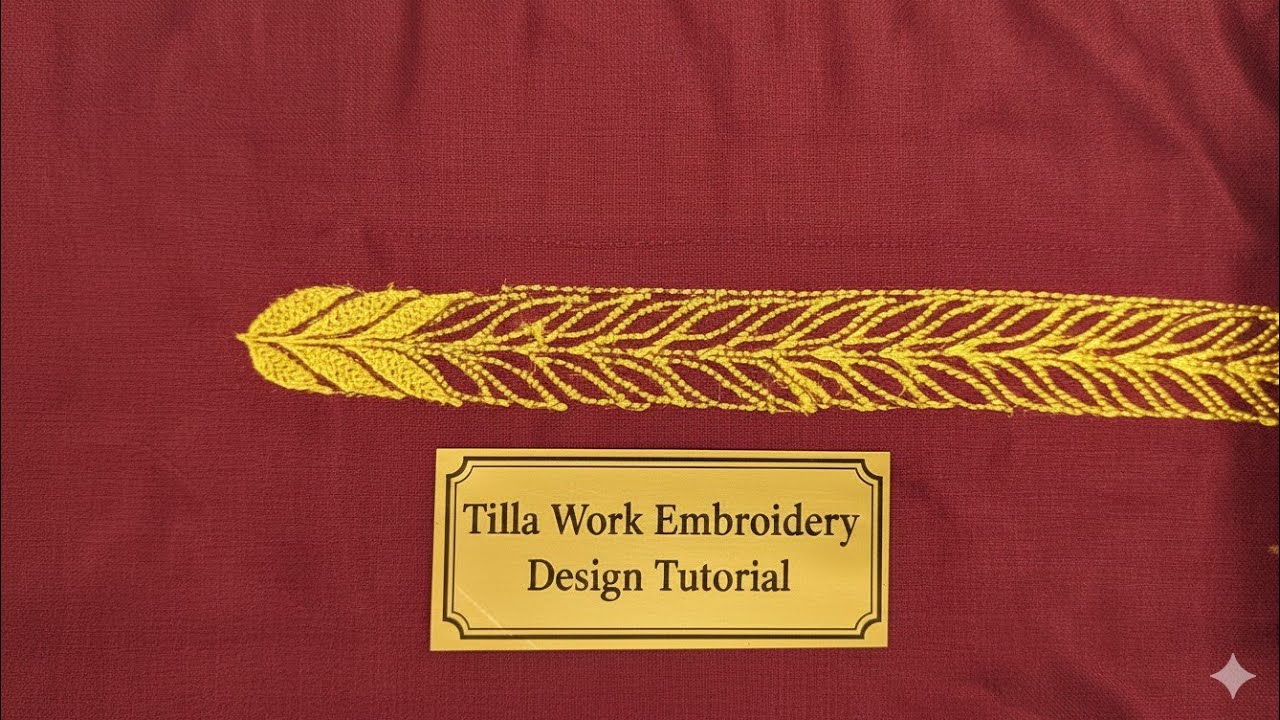 How to make tilla work border leaf design #kashmirihandtilla #embroidery