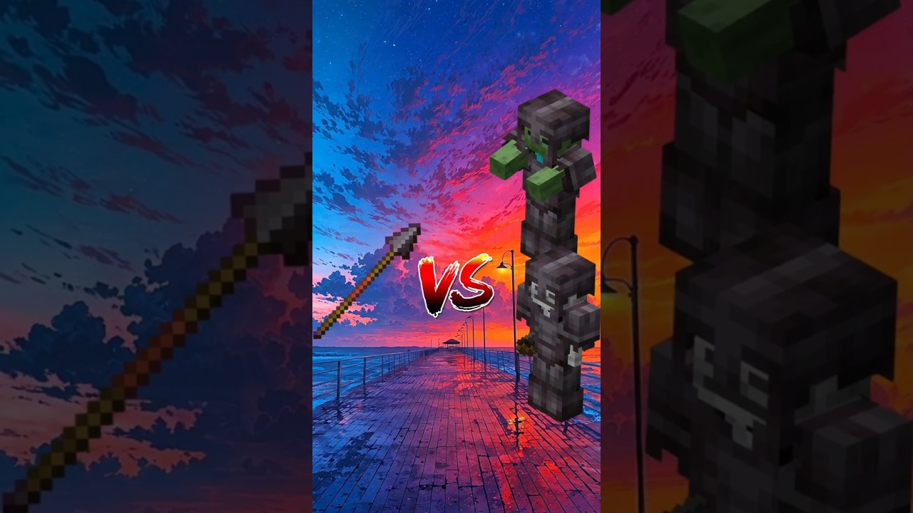 Minecraft Spear Vs Zombie and Skeleton #minecraft #shortsfeed #minecraftshorts #trendingshorts