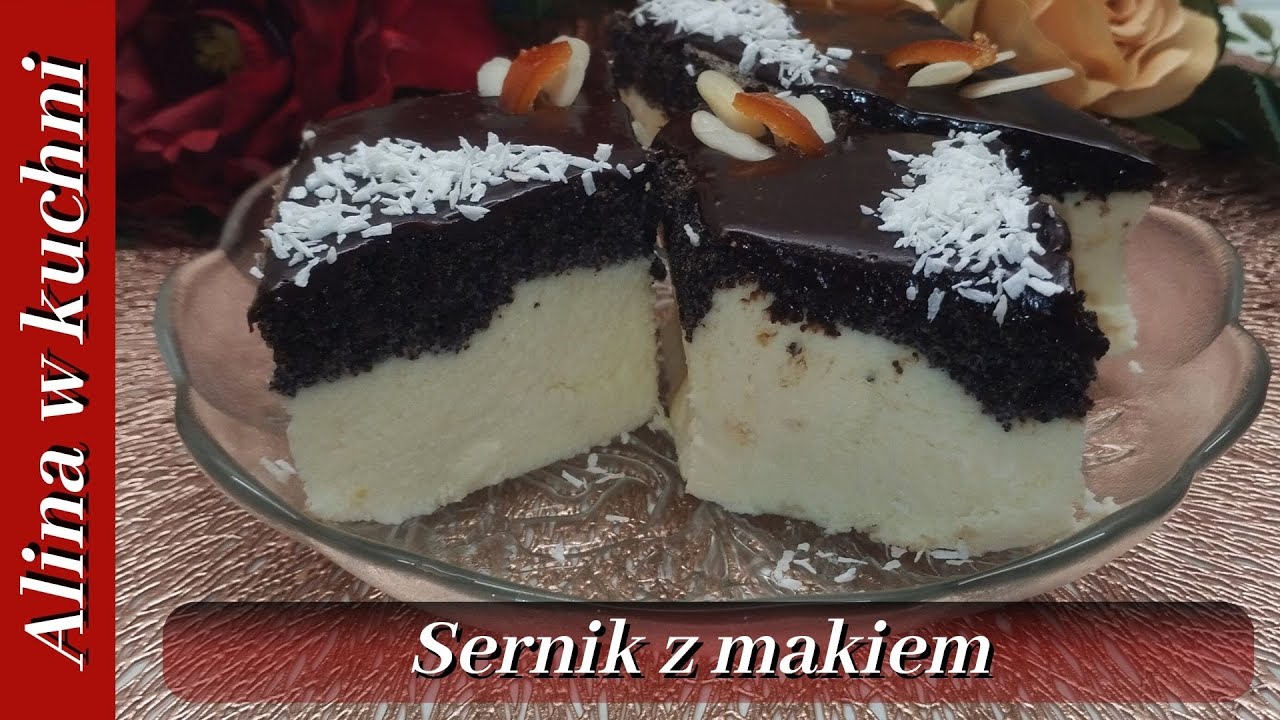 Sernik z makiem - seromak bez spodu - kremowe i pyszne ciasto