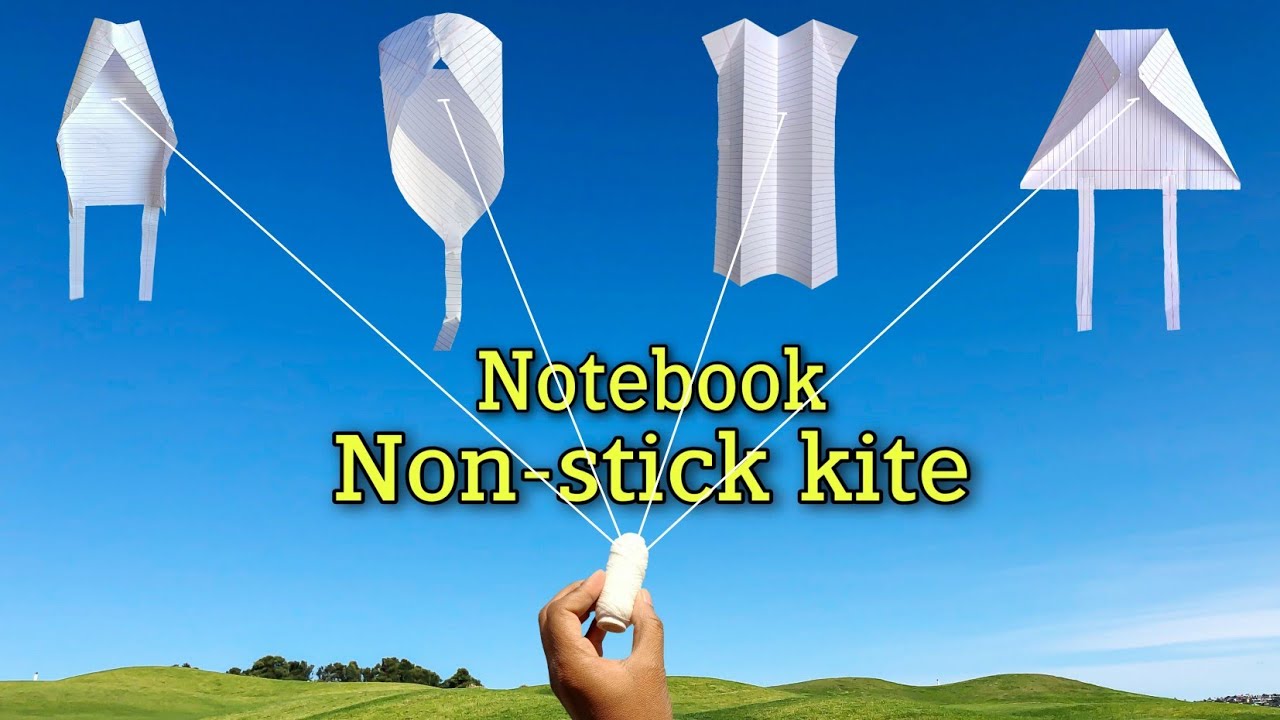 4 Non-stick notebook paper plane, flying notebook kite, without stick kite making, technokriart