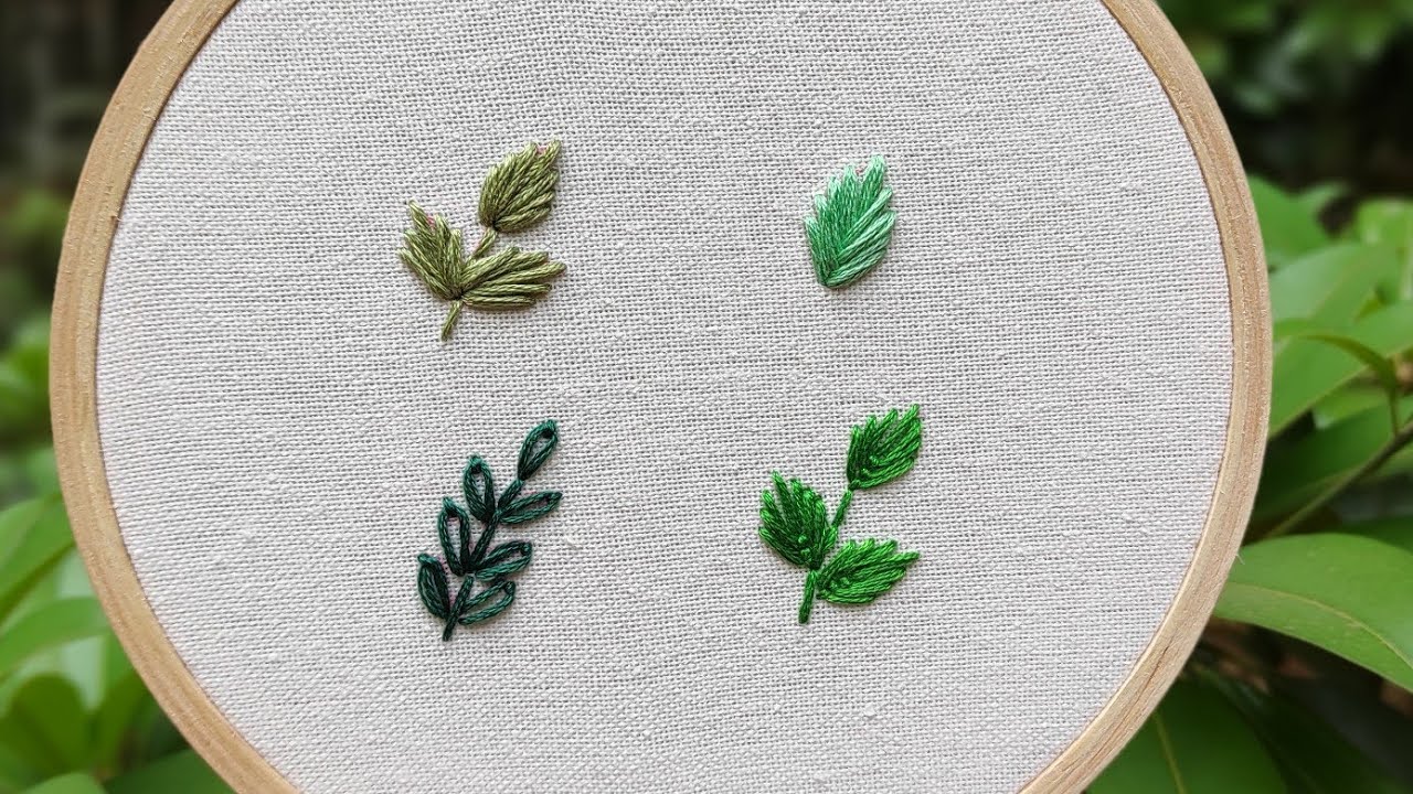 Hand Embroidery ☘️ 4 Easy Leaf Embroidery Stitches for Beginners 💚 Embroidery by Gossamer