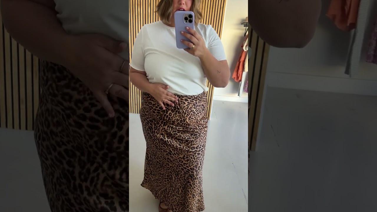 The Tidmore Satin Maxi Skirt in Leopard with Morgan
