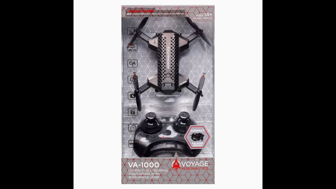 Voyage Aeronautics VA-1000 HD Streaming Drone with Wide - Angle Lens - Black Color - Size - 7 inches