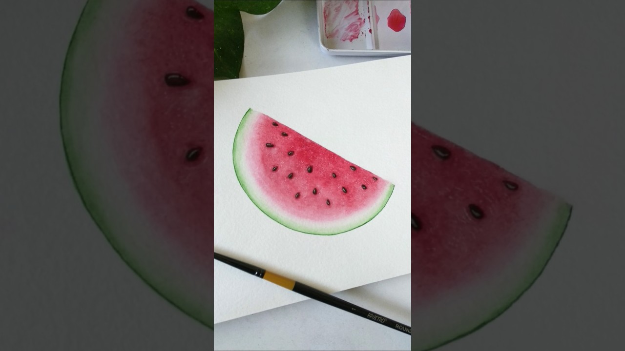 How to paint watermelon slice with watercolors | Full step by step tutorial on my channel