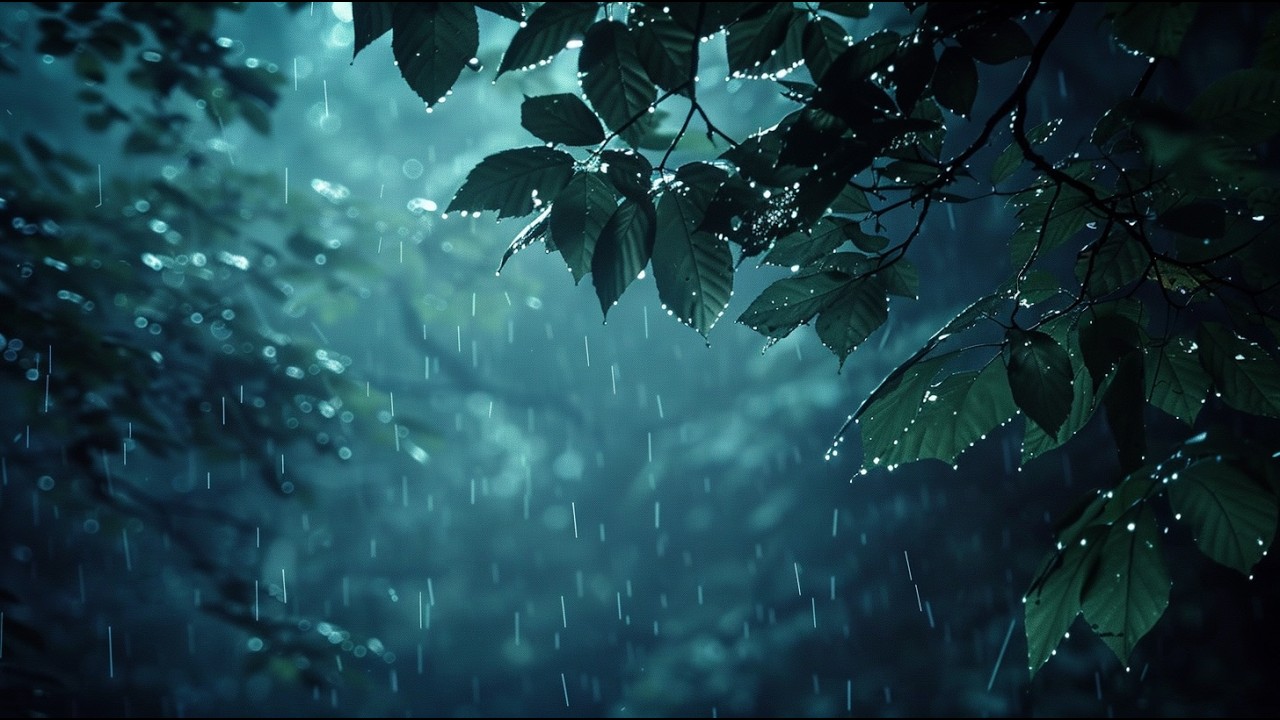 Rain Under Forest Tree Edge | 10 Hours | Leaves and Gentle Drips