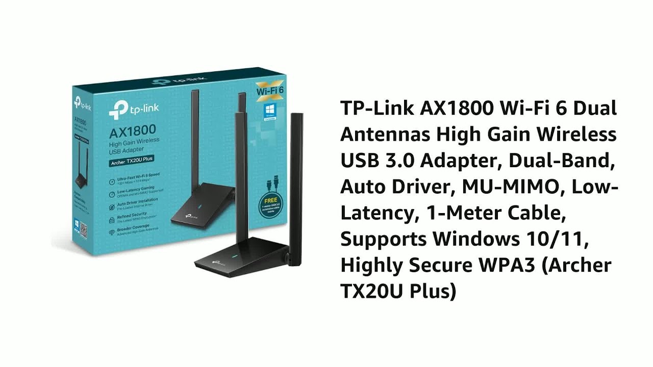 TP Link AX1800 Wi Fi 6 Dual Antennas High Gain Wireless USB 3 0
