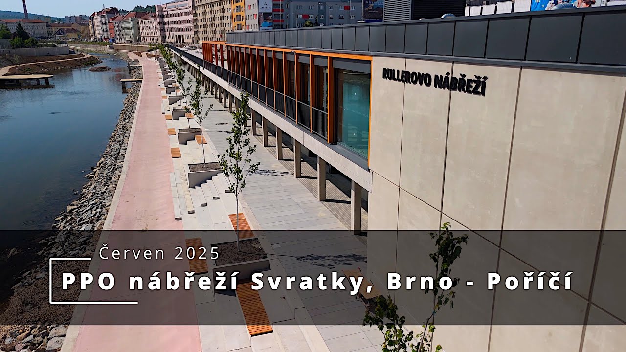 Stavba PPO nábřeží Svratky, Brno - Poříčí (červen 2025)
