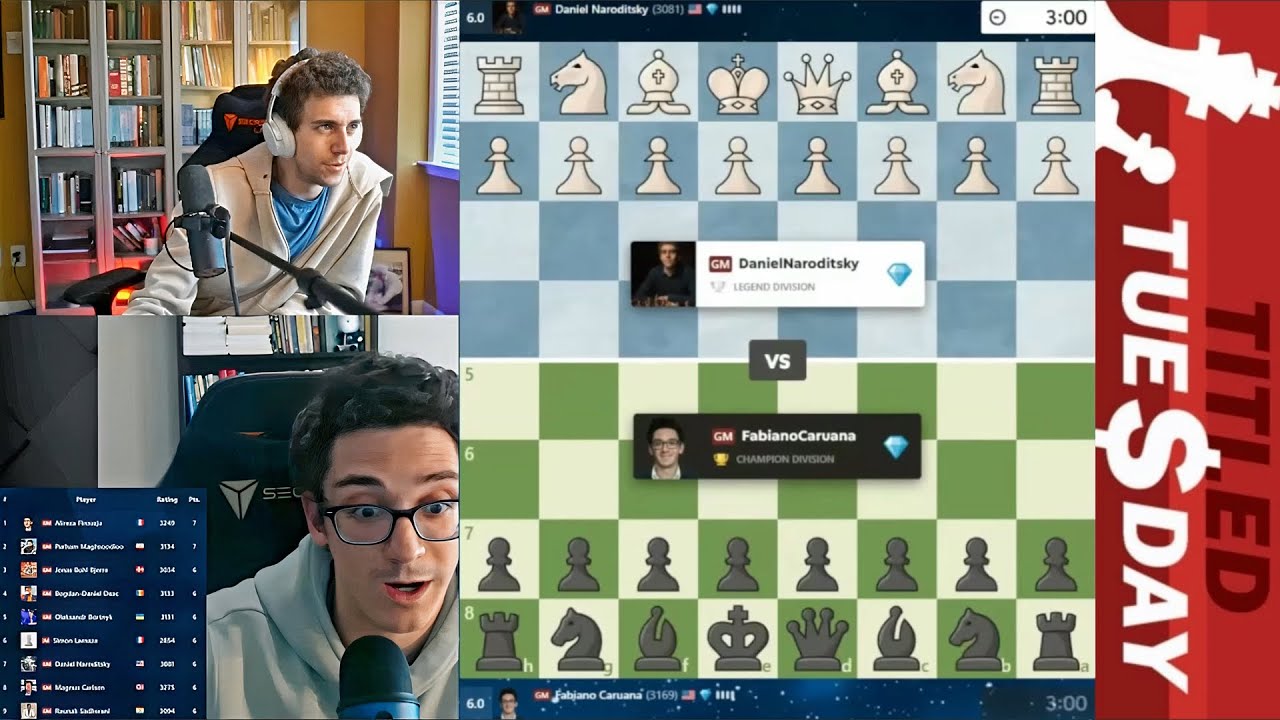 TITLED TUESDAY! GM Daniel Naroditsky vs GM Fabiano Caruana