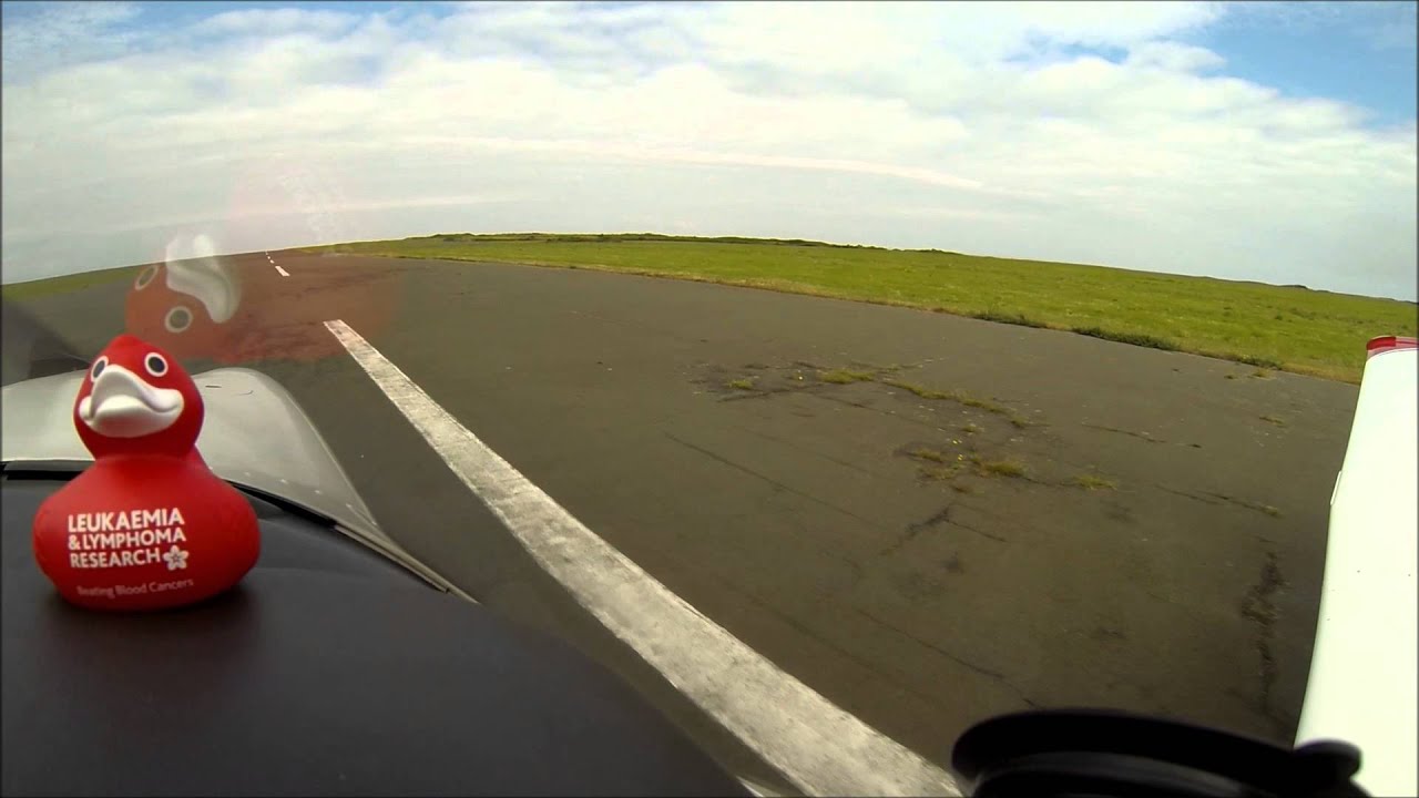 Flight - Landing at Perranporth Airfield, Cornwall, runway 27  Piper Archer III July 2014