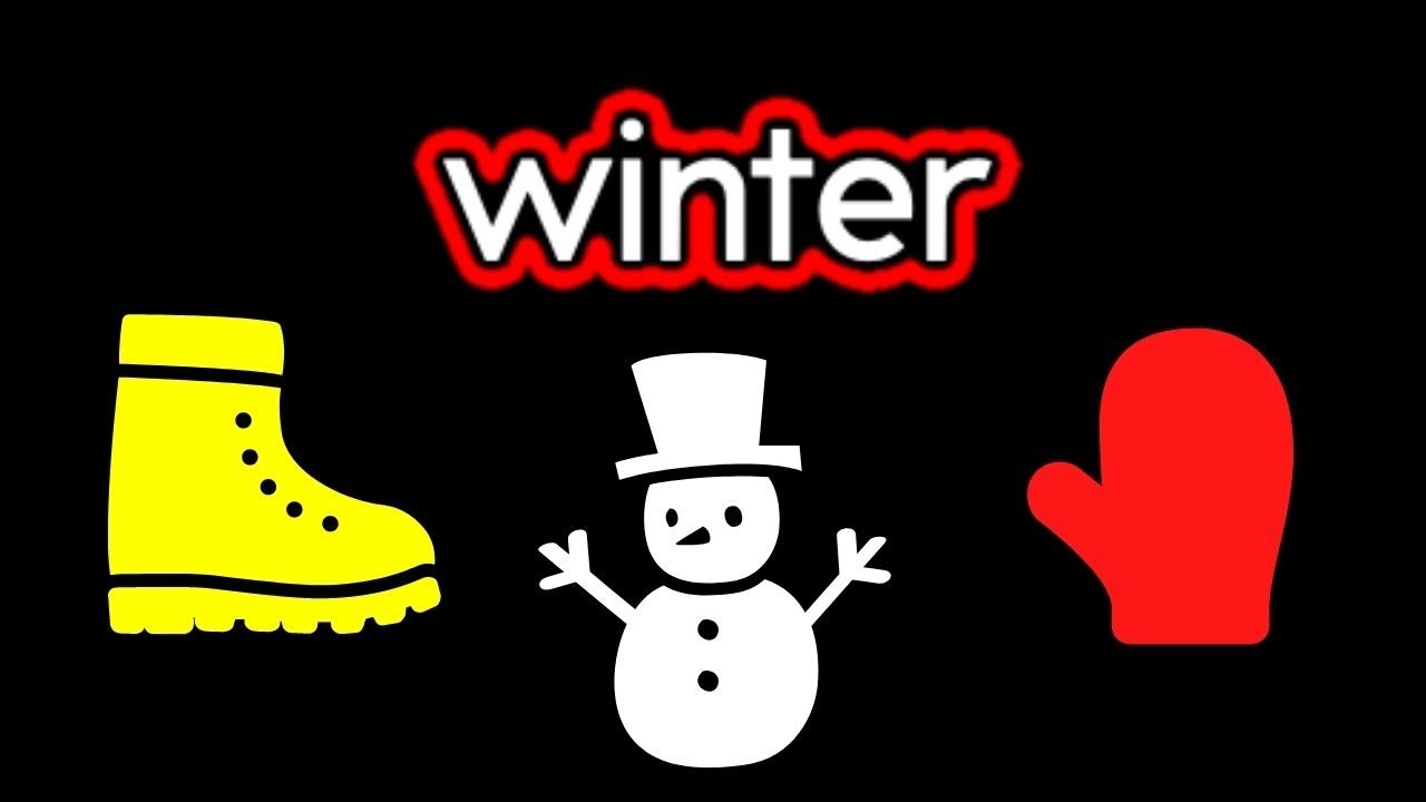 Winter Words with Animations - in English and ASL for Low Vision (CVI-friendly) with music