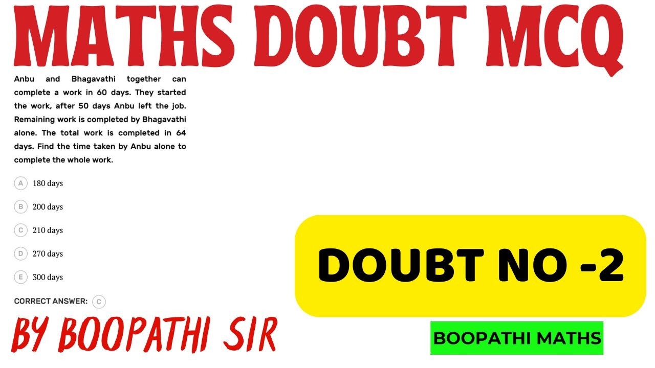 SBI Clerk Prelims DOUBT 2  Time & Work 🔥 Easy Doubt Clarification | Boopathi Sir