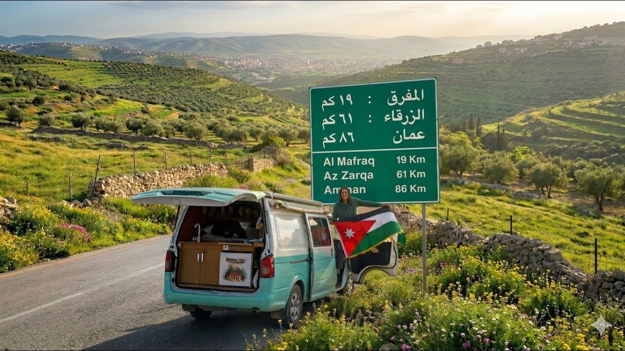  اليوم التاني بالكرفان في الاردن - اربد 🇯🇴🚍 || وجربت المنسف لأول مره ‼️🤯
