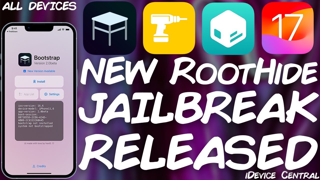 Выпущен джейлбрейк RootHide Bootstrap! С SpringBoard (главный экран) и настройками приложений (iO...