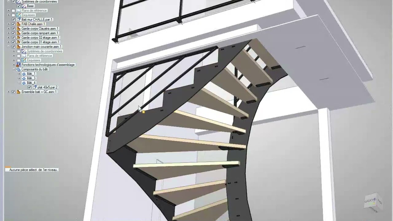 BCBD - pr&eacute;sentation Vid&eacute;o 3D - escalier 2 quarts tournants
